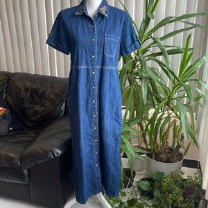 NWOT White stag short sleeves denim long dress size medium
